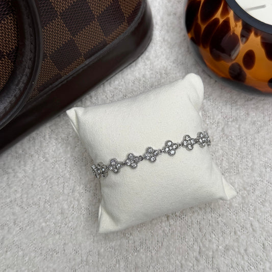 Bracelets trèfles et zircons argenté en acier inoxydable, maison bellano