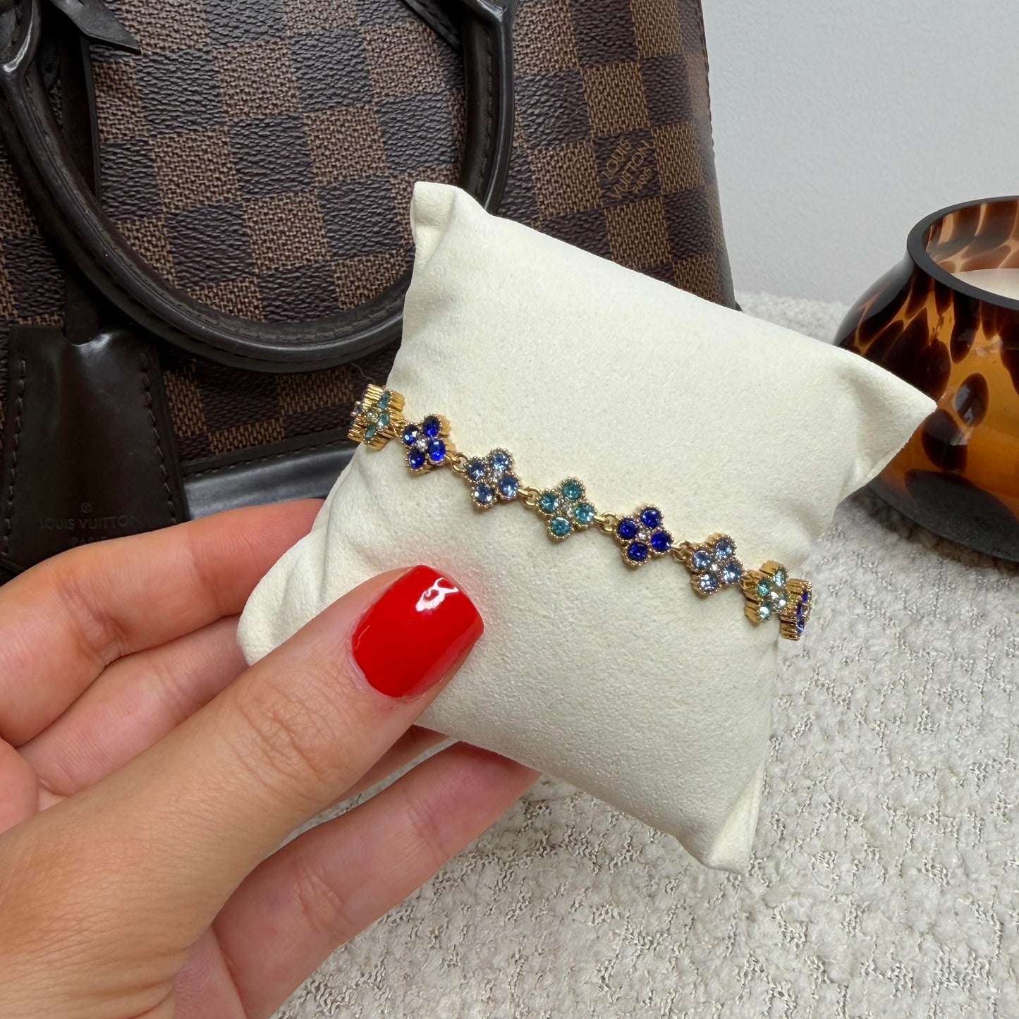 Bracelet trèfles en acier inoxydable bleu et doré Maison Bellano