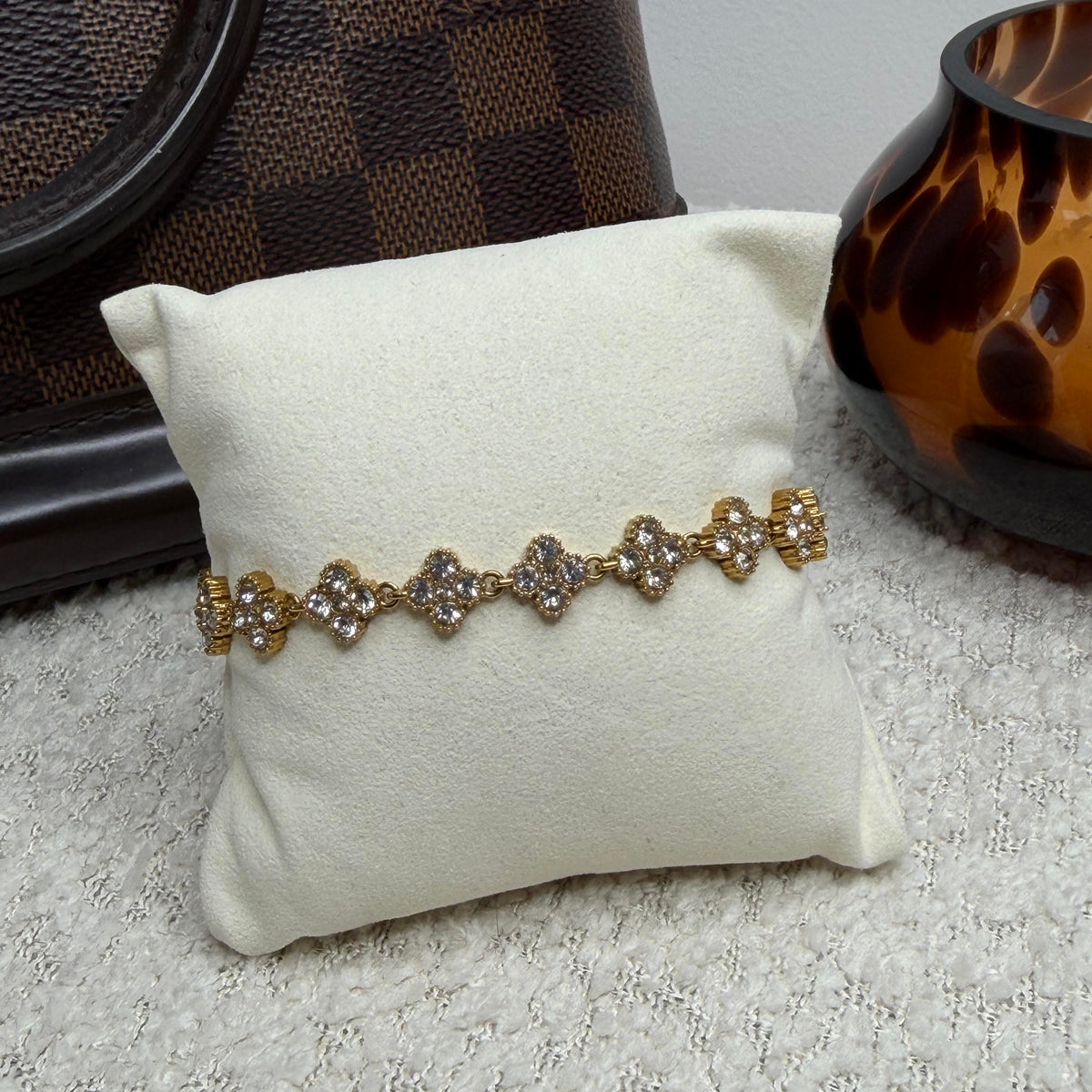 Bracelets trèfles et zircons  doré en acier inoxydable, maison bellano