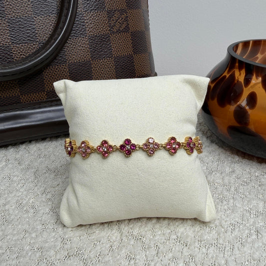 Bracelets trèfles et zircons rose et doré en acier inoxydable, maison bellano