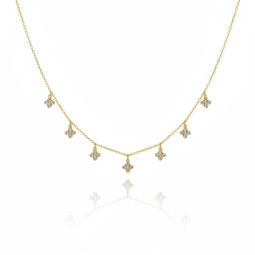 Collier charms trèfles en acier inoxydable doré maison bellano