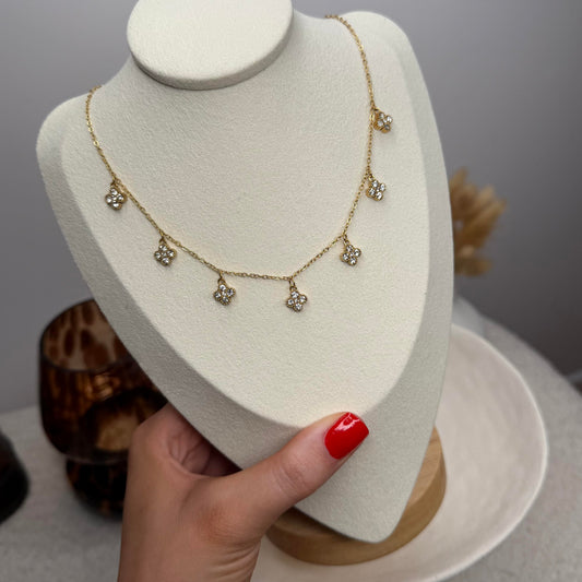 Collier charms trèfles en acier inoxydable doré maison bellano