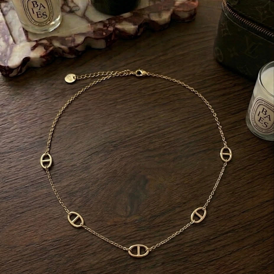 collier en acier inoxydable doré maille marine maison bellano