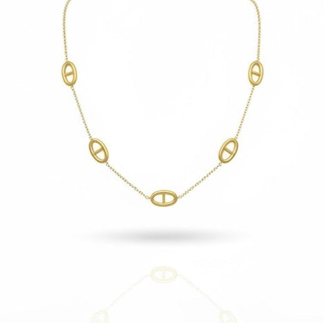 collier en acier inoxydable doré maille marine maison bellano